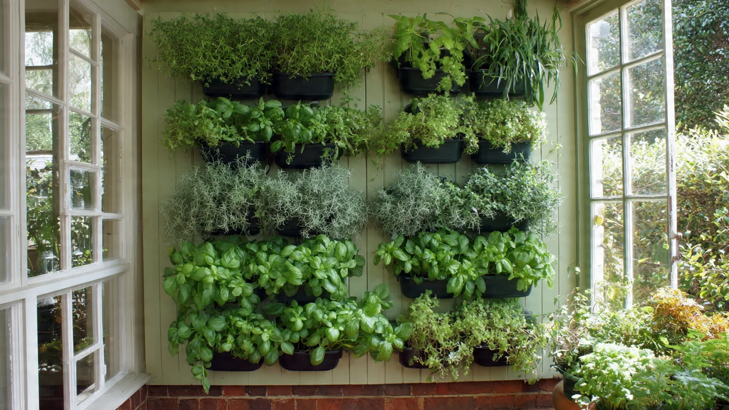 How Can You Create a Vertical Herb Garden on Your Sunny Kitchen Door?