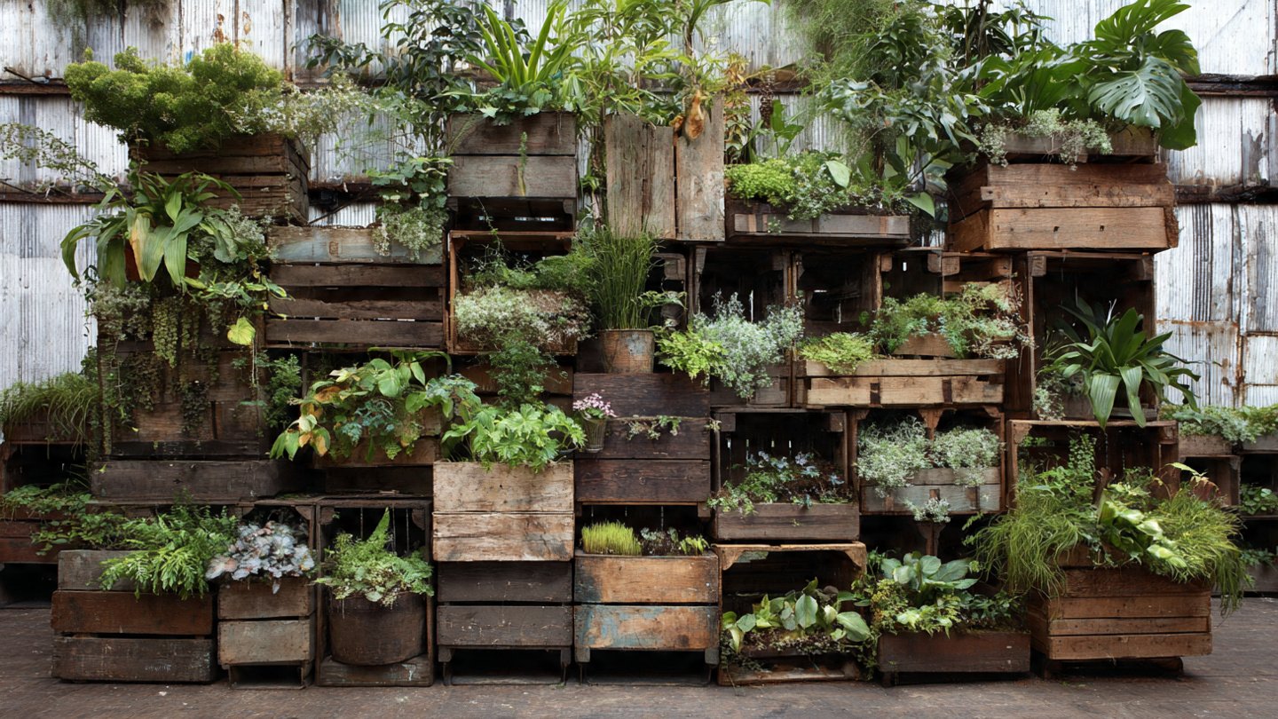 Can Old Wooden Crates Be Transformed into a Modular Garden Wall?