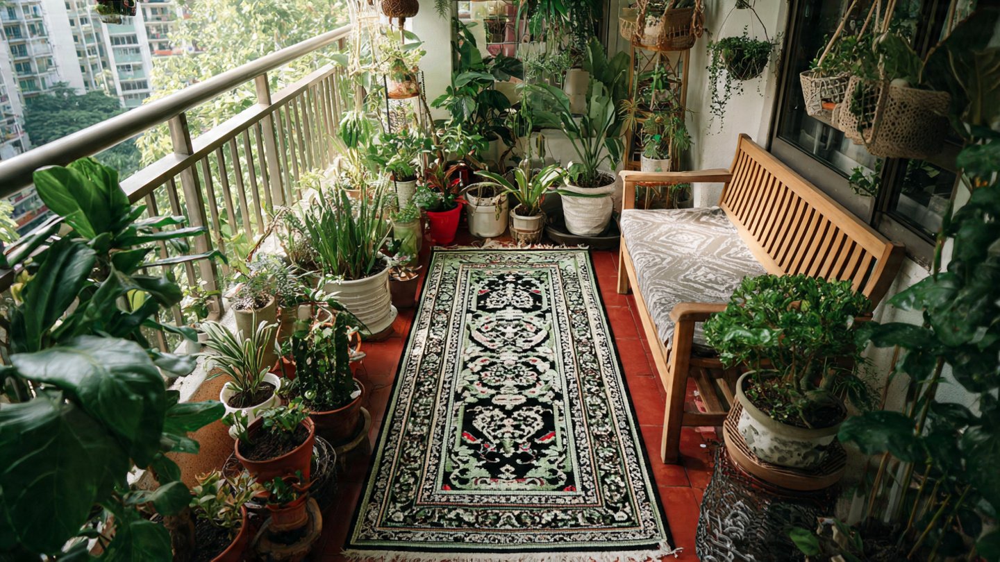 How to Use Small Rugs to Enhance Your Balcony Plant Area