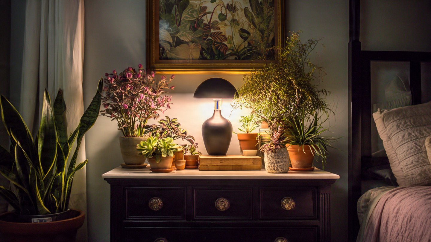 How to Style Your Nightstand with Low-Light Plants