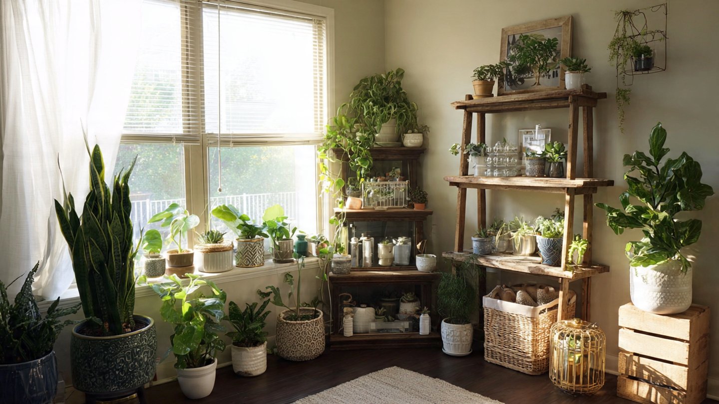 How Can You Transform a Corner with a Beautiful Tiered Plant Stand Display?