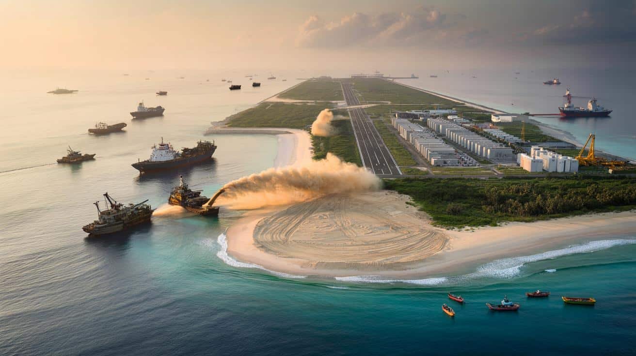 By dumping tonnes of sand into the ocean for 12 years, China has managed to create brand new islands from scratch