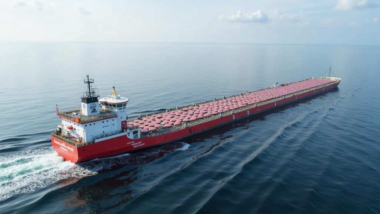 What you see is not a ship : at 385 metres long, Havfarm is the world’s largest offshore salmon farm